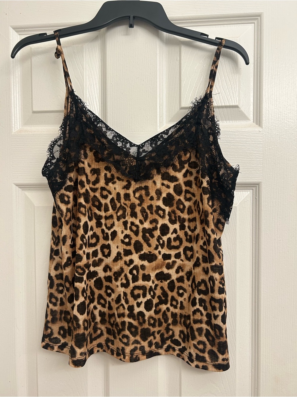 Zara Leopard Print Cami with Black Lace